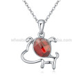 Naughty Dog Design Crystal Necklace Silver Chain Necklace For Girls